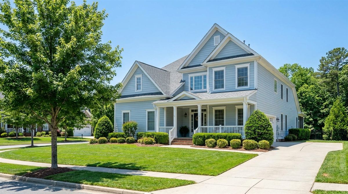 Bright, well-kept single-family home with green lawn and clear blue sky, the kind of property cash home buyers, iBuyers, and local investors compete to purchase across U.S. markets
