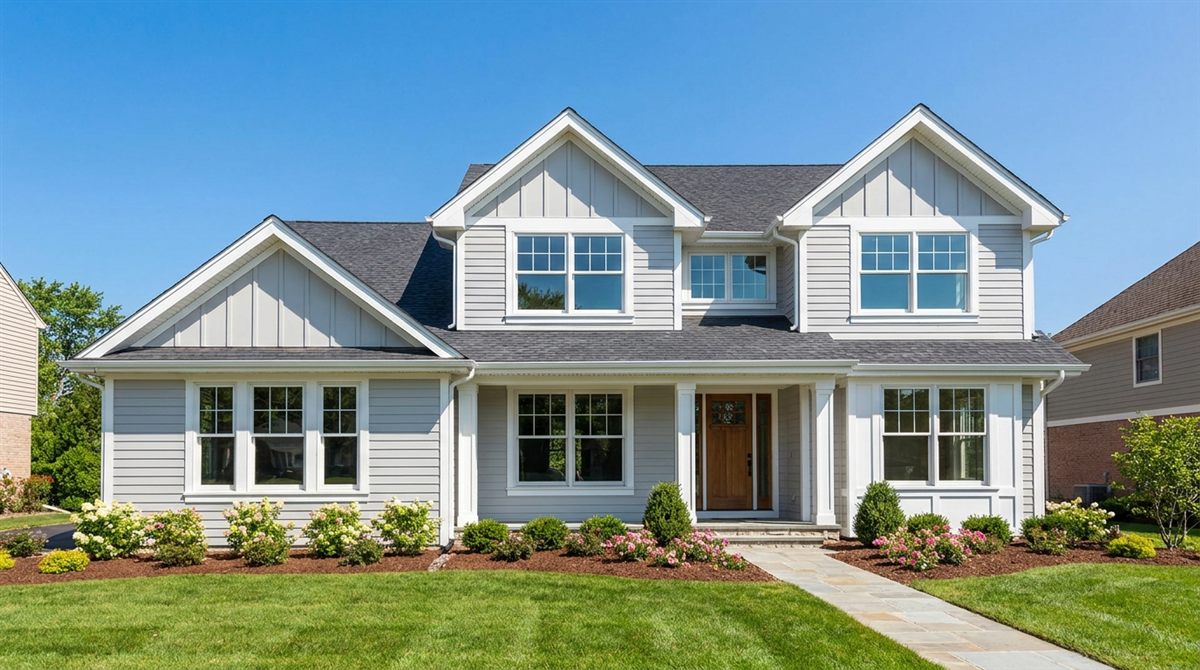 Renovated, rent-ready single-family home with fresh landscaping and bright curb appeal under a blue sky, representing the after-repair value that cash buyer offers are calculated against