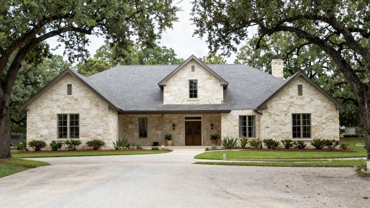 Bright, well-maintained single-family home with a clean lawn, the kind of paid-off house a Texas senior can sell as-is without repairs