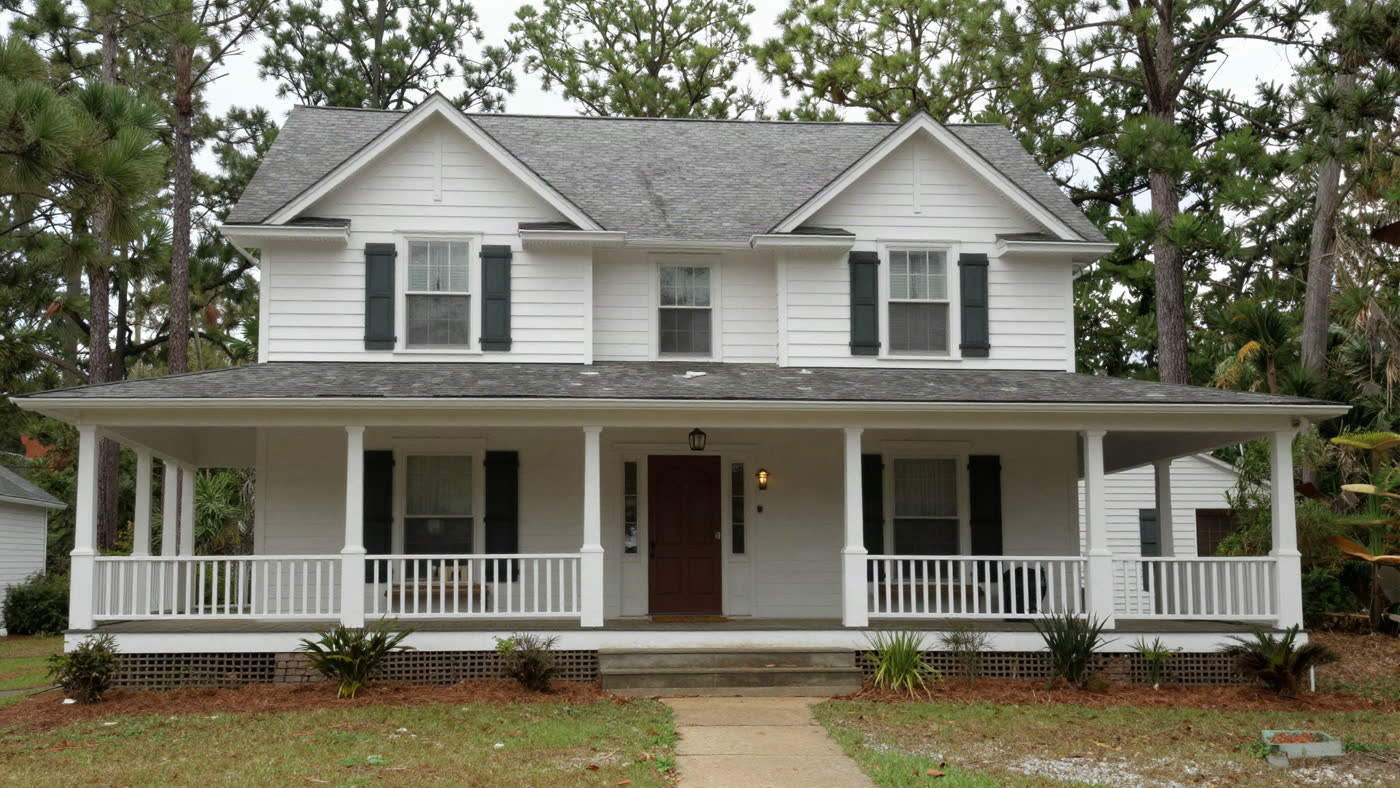 Bright, well-maintained Georgia single-family home with mature trees, the kind of property that changes hands at a county first Tuesday foreclosure auction