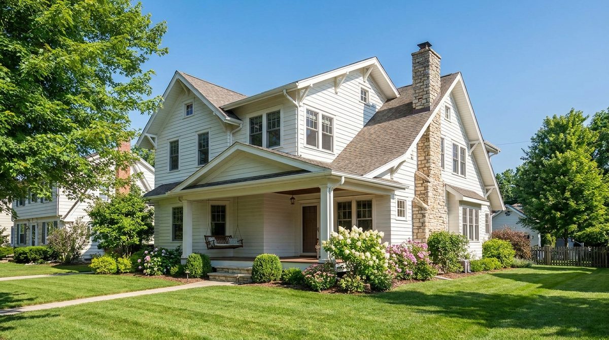 Modest American suburban home at dusk, the type of single-family property HomeVestors franchisees solicit nationwide