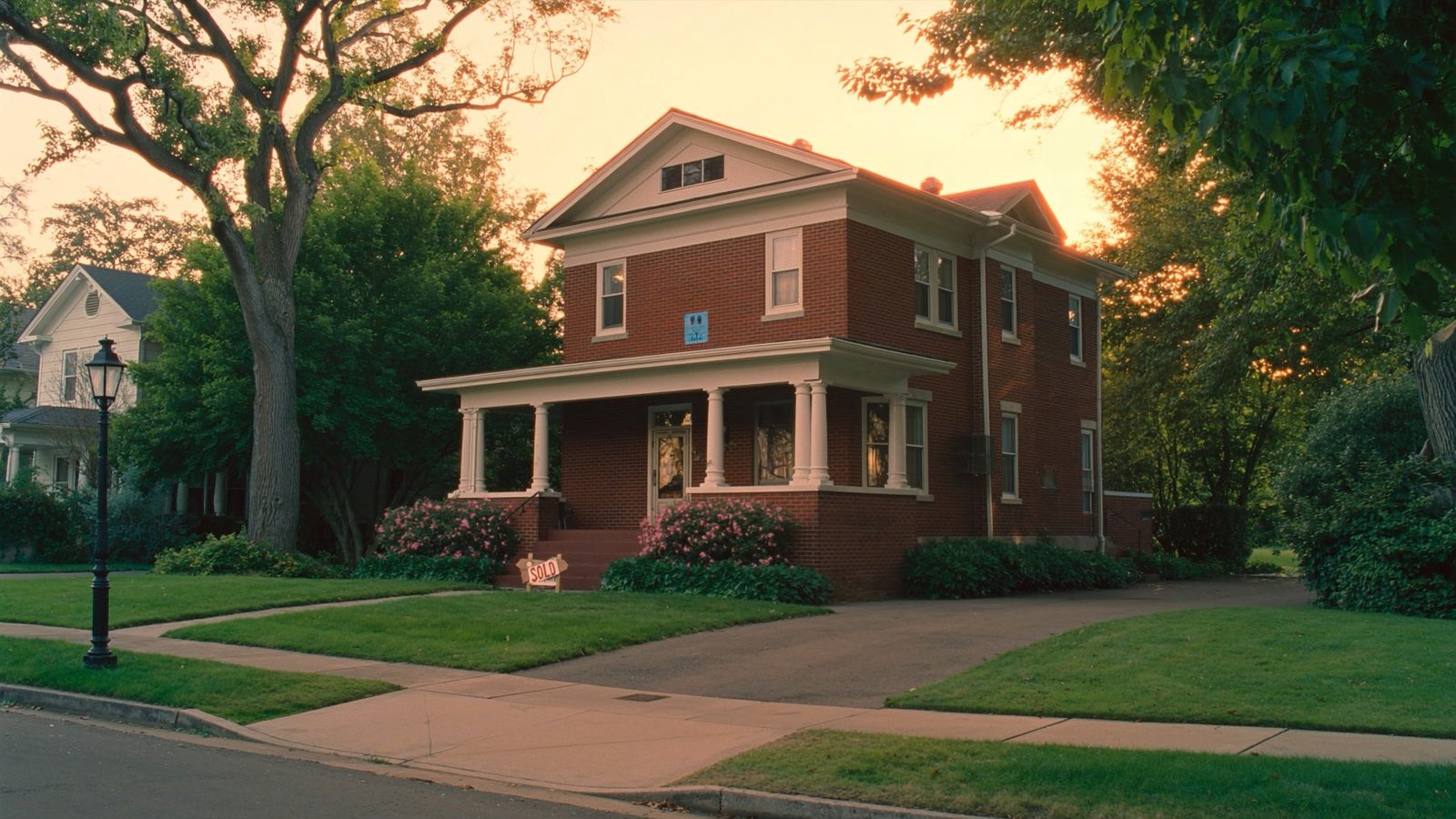 Craftsman-style inherited home in a Charlotte NC neighborhood with a For Sale sign on the front lawn