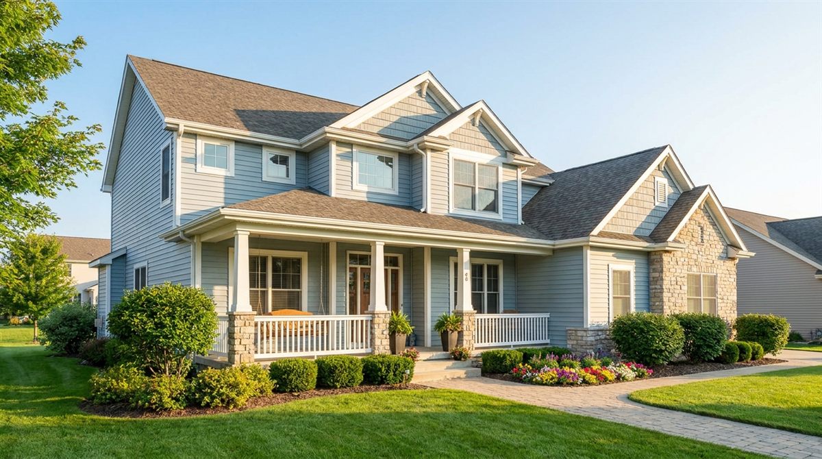 Attractive suburban home with a welcoming front porch, the kind of property a wholesaler resells the same day using transactional funding