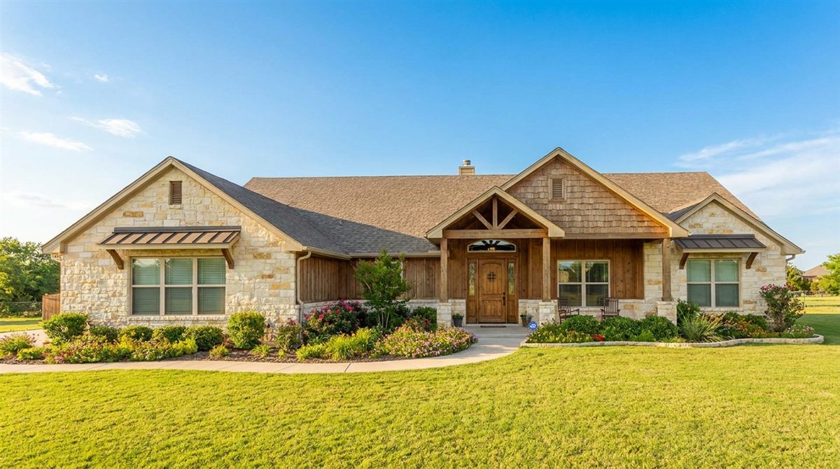 Bright, well-kept single-family Texas home with a green lawn and clean curb appeal under a clear blue sky, representing the cash offer a seller can net by comparing alternatives to We Buy Ugly Houses